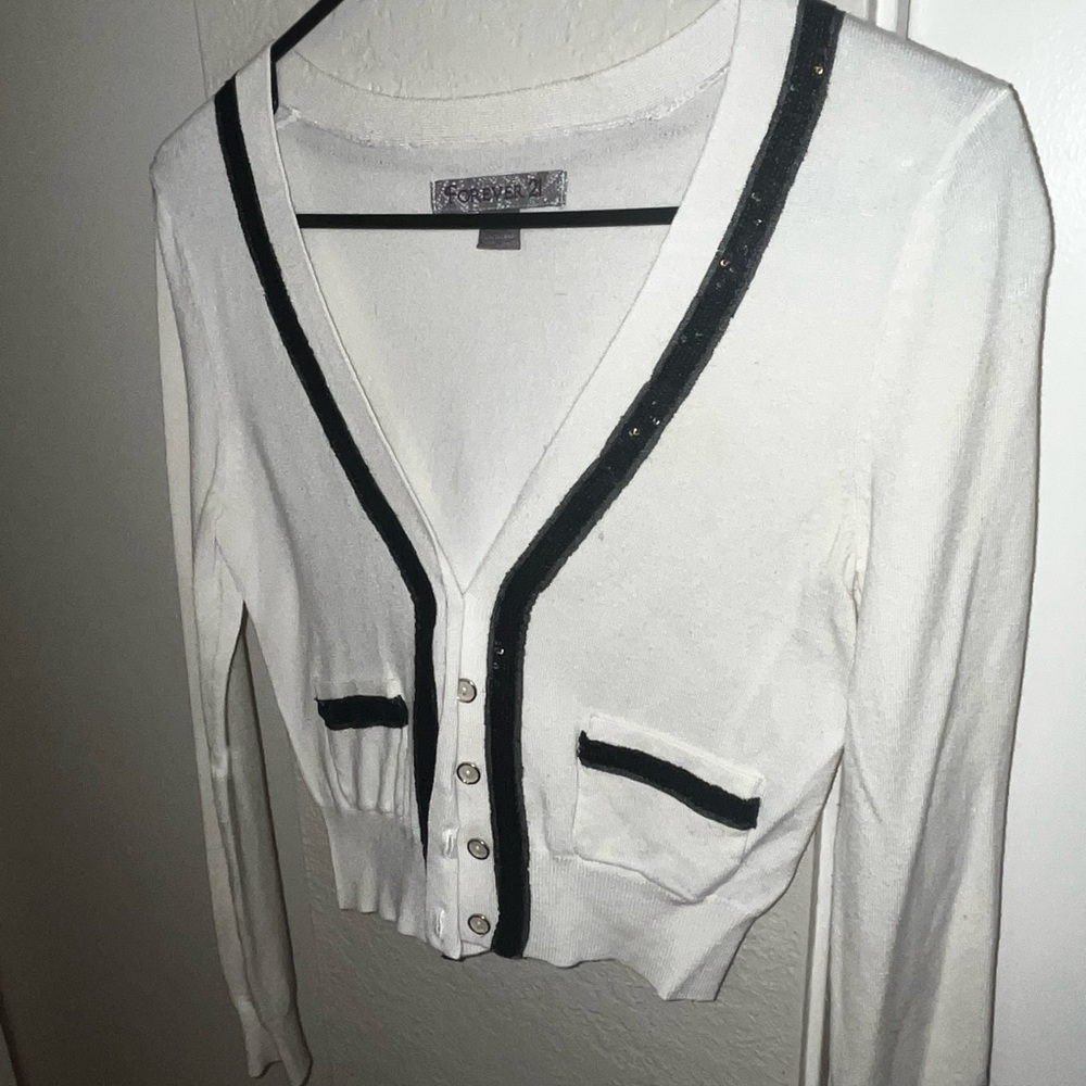 Forever 21 Cream Sweater with Gray Accents